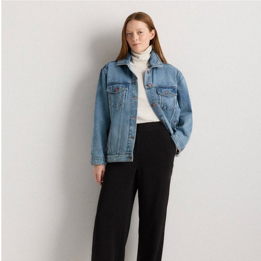 Quince 100% Organic Cotton Oversized Denim Jacket Indigo Small